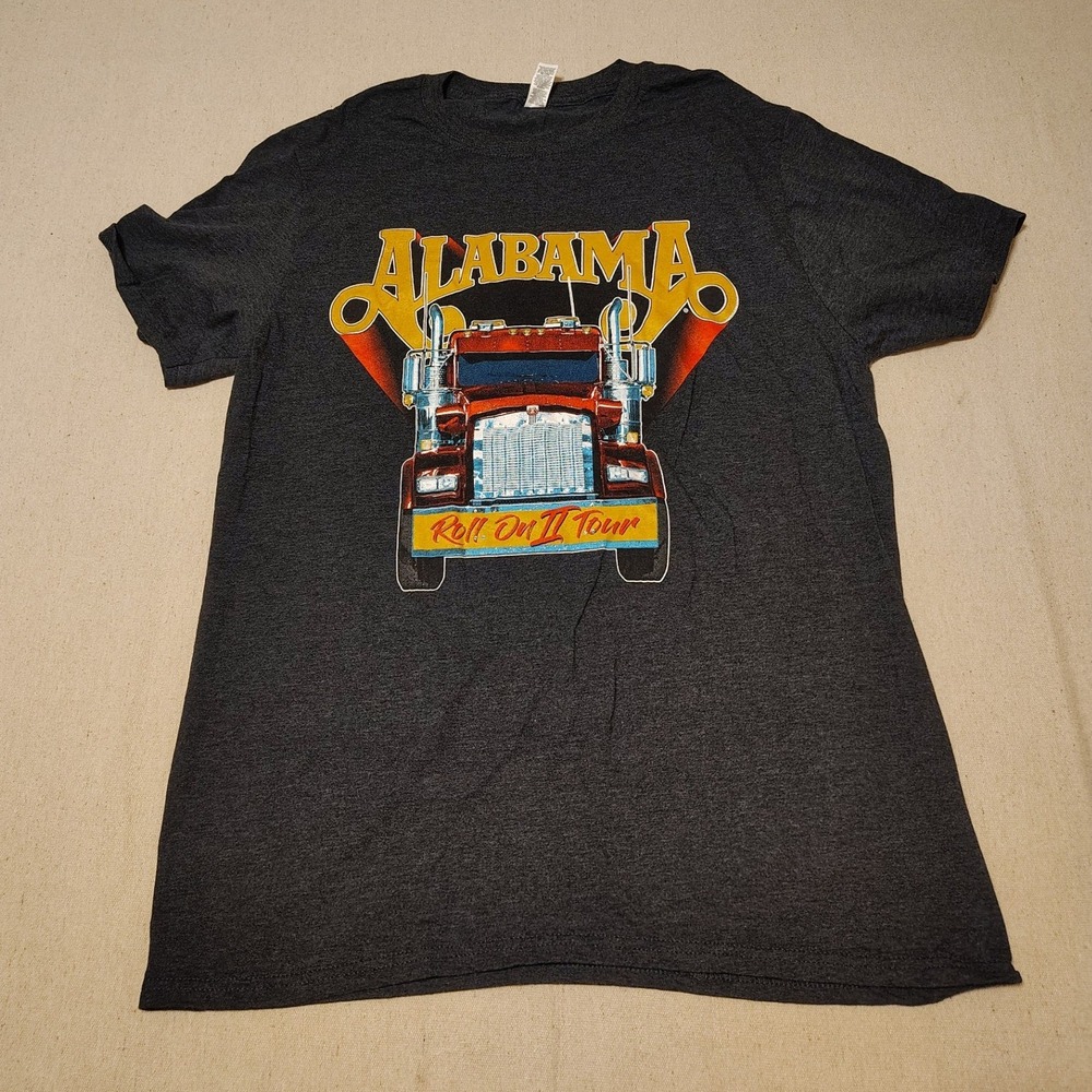 Alabama Band Roll On II Tour T-Shirt Mens Charcoal Gray Kenworth Truck Graphic L